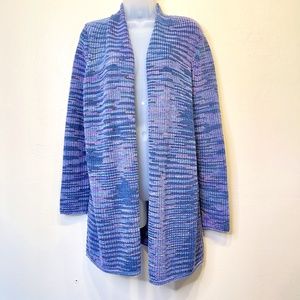 Nic & Zoe Woven Marled Knit Tribal Inspo Design Long Sleeve Open Front Cardigan